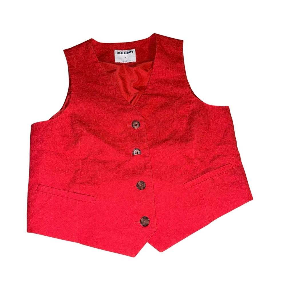 Old Navy Bright Red women Vest with Button Front